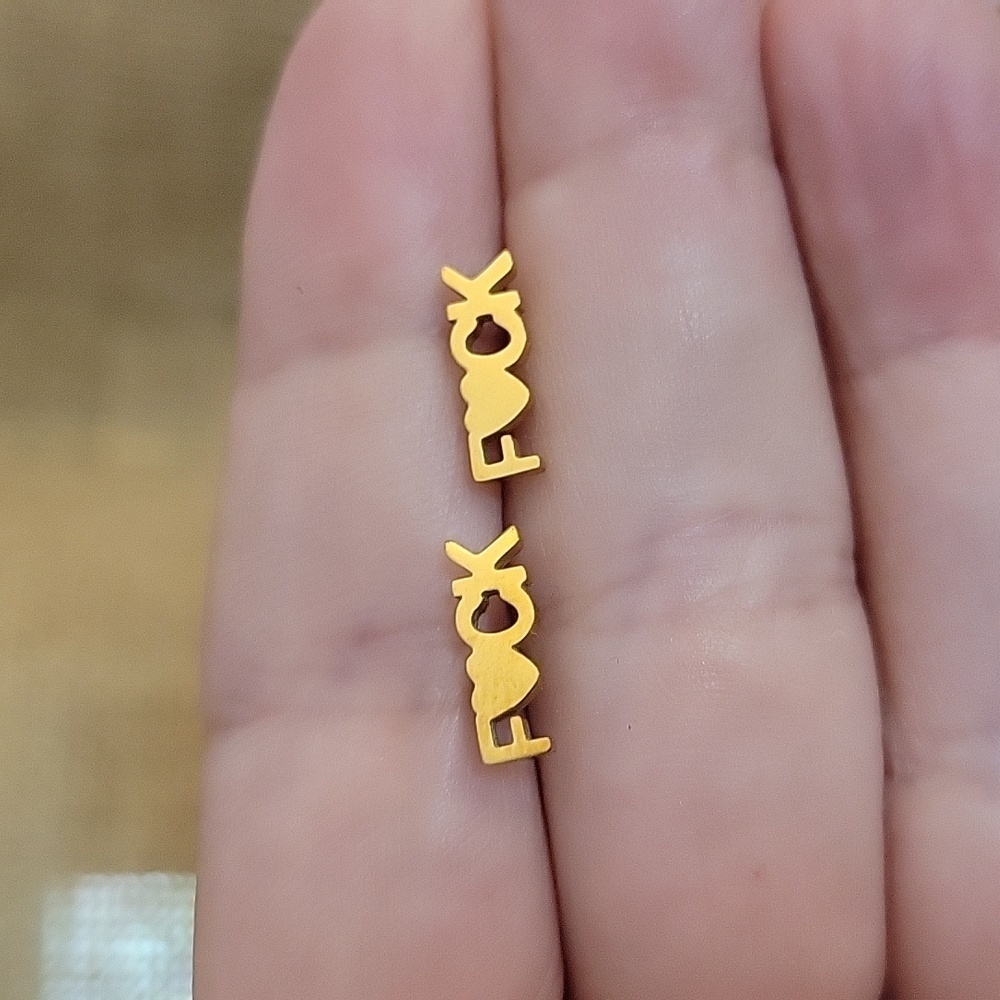 F BOMB Profanity Stud Earrings, choice of color - Picture 8 of 9